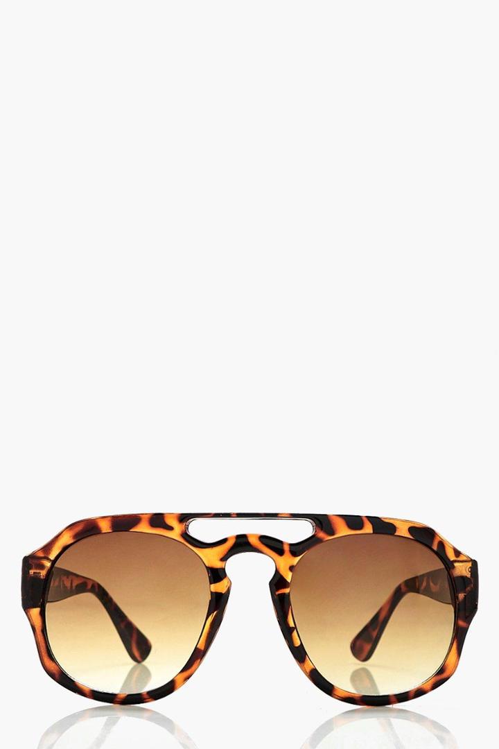 Boohoo Megan Tortoishell Bridge Sunglasses Brown