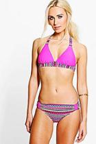 Boohoo Sadie Aztec Contrast Enhance Triangle Bikini