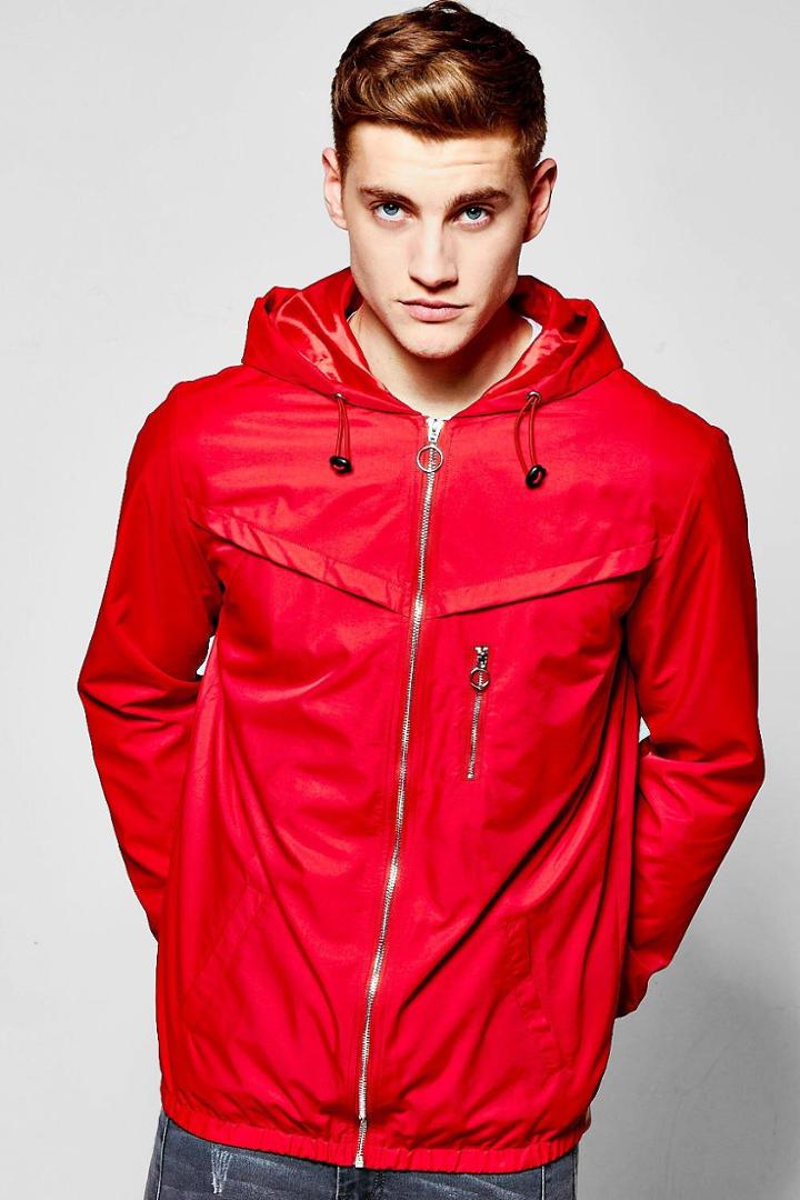 Boohoo Hooded Windbreaker Inspired Jacket Red