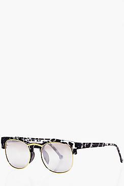 Boohoo Gold Tortoise Shell Clubmaster Sunglasses