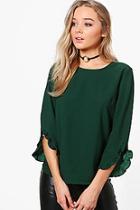 Boohoo Bella Frill Sleeve Hen T-shirt