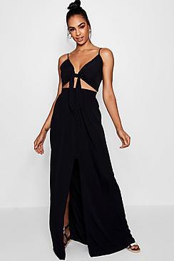 Boohoo Tall Leah Tie Front Top + Maxi Skirt Co-ord