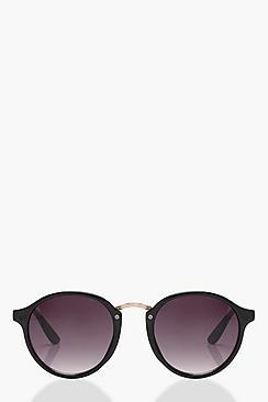 Boohoo Erin Black Frame Purple Gradient Lens Round Sunglasses