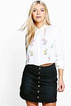 Boohoo Emily Embroidered Woven Cropped Shirt