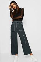 Boohoo Contrast Stitch Cord Utility Jeans