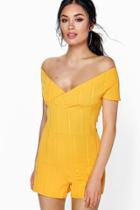 Boohoo Lexi Bardot Bandage Playsuit Orange