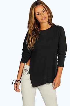 Boohoo Petite Sarah Side Split Tunic Jumper