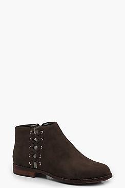 Boohoo Emily Lattice Side Ankle Boots