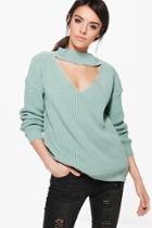 Boohoo Lucy Choker Jumper Sage