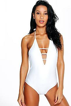 Boohoo Florida Strap Plunge Swimsuit