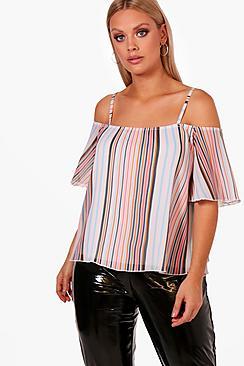Boohoo Plus Rhianne Woven Cold Shoulder Top