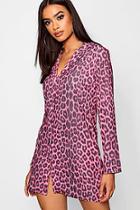 Boohoo Leopard Woven Lightweight Blazer Dress