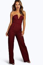 Boohoo Petite Stacie V Bar Straight Leg Jumpsuit