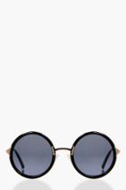 Boohoo Smokey Black Contrast Round Sunglasses Black