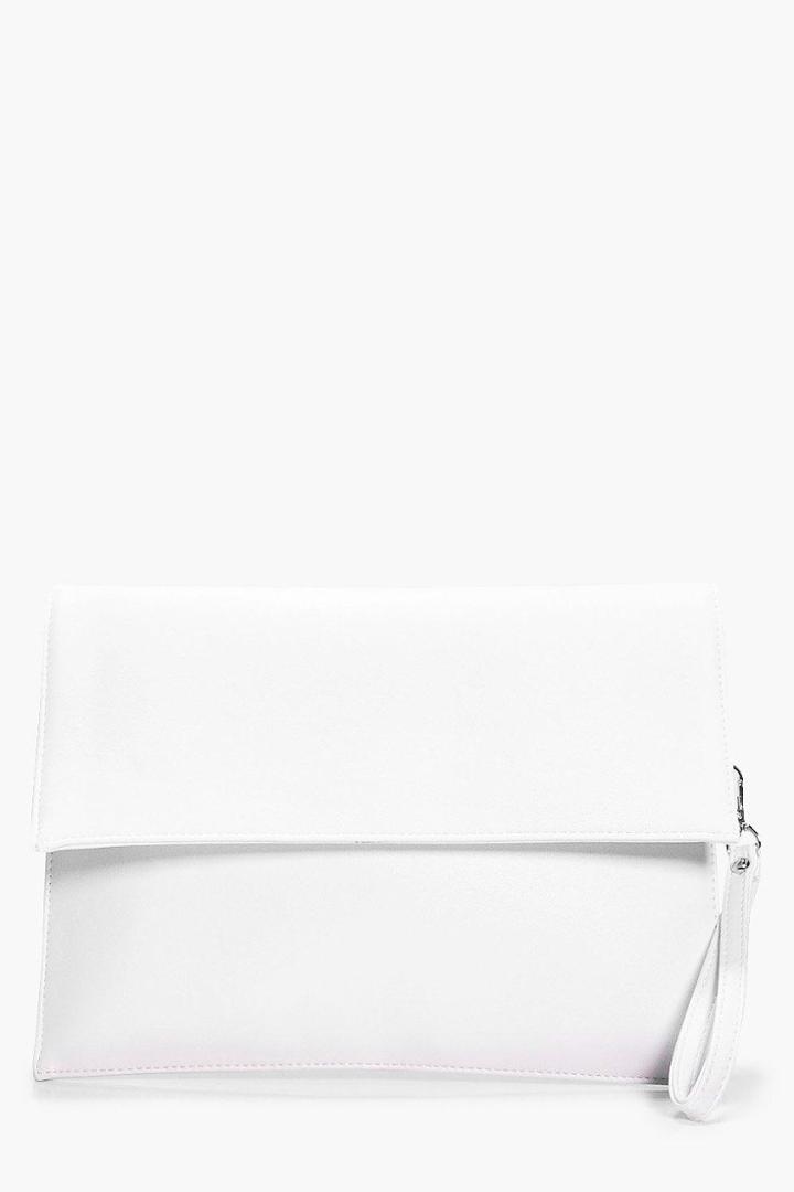 Boohoo Jess Oversized Clutch Bag White