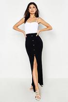 Boohoo Button Front Ankle Length Jersey Maxi Skirt