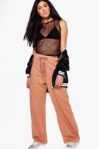 Boohoo Haven Lace Up Wide Leg Loopback Sweat Joggers Sand