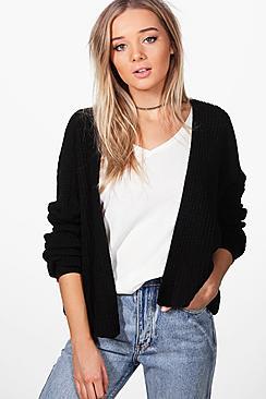 Boohoo Ashley Oversized Rib Crop Cardigan