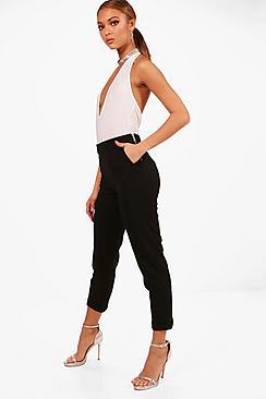 Boohoo Poppy Zip Detail Tapered Trouser