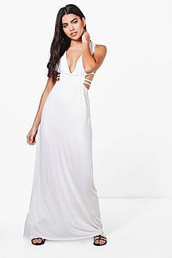 Boohoo Ava Ruched Waist Band Maxi Dress