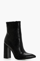 Boohoo Shelley Snake Detail Pointed Shoe Boot