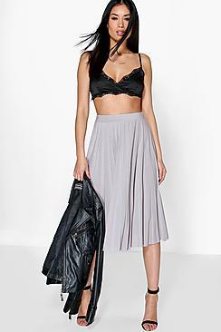 Boohoo Geneva Pleated Slinky Midi Skirt