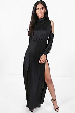 Boohoo Gracie Slinky High Split Maxi Dress