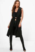 Boohoo Ella Sleeveless Belted Trench Black
