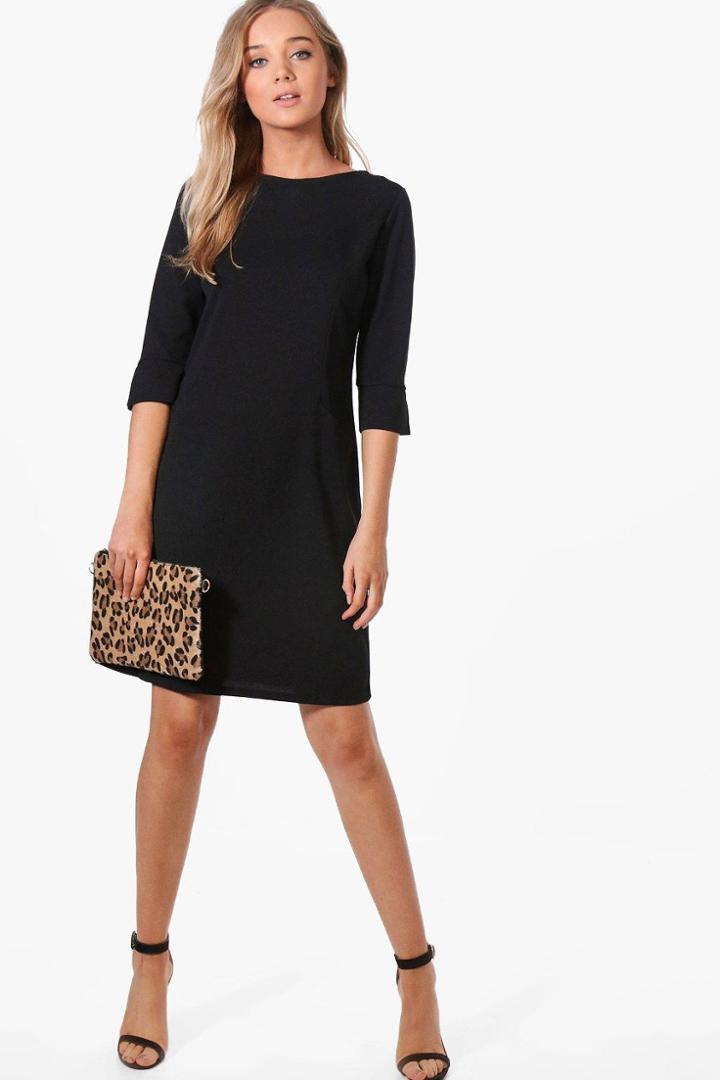 Boohoo Bianca Tailored Dress With Pocket Black