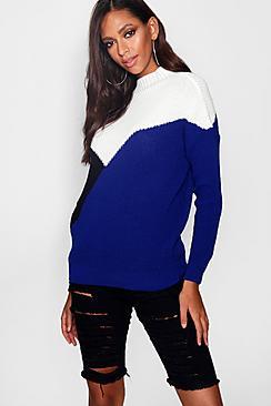 Boohoo Charlie Colour Block Splice Jumper