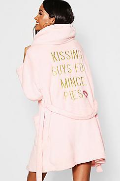 Boohoo Kissing Guys For Mince Pies Dressing Gown