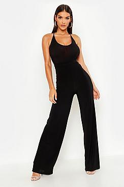 Boohoo Slinky Wide Leg Palazzo Trousers