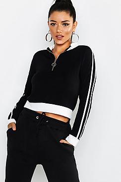 Boohoo High Neck Zip Through Sweat