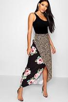 Boohoo Mix Print Wrapped Maxi Skirt