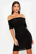 Boohoo Off The Shoulder Ruched Bodycon Dress
