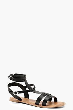 Boohoo Multi Strap Leather Gladiator Sandals