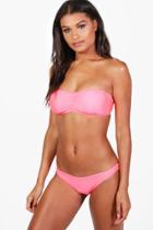 Boohoo Lanzarote Bndeau Bikini Set Coral