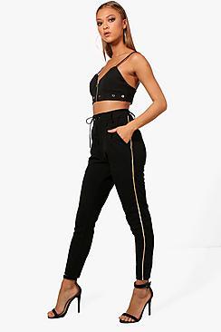 Boohoo Jessica Gold Side Stripe Woven Joggers