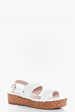 Boohoo Lacey Plait Detail Cork Footbed Sandal