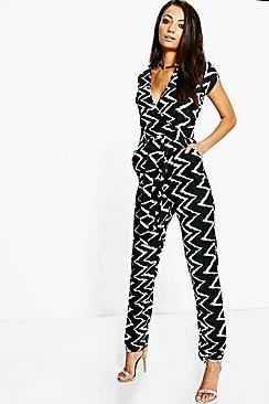 Boohoo Tall Rosa Mono Print Jumpsuit