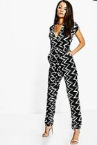Boohoo Tall Rosa Mono Print Jumpsuit