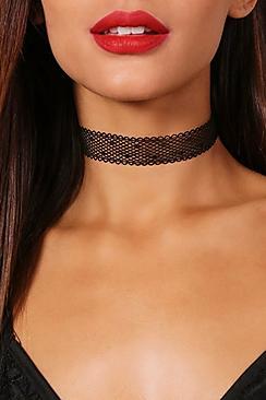 Boohoo Georgia Scallop & Fishnet Choker 3 Pack