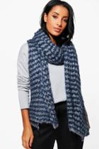 Boohoo Sadie Supersoft Mixed Yarn Knitted Scarf Blue