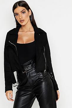 Boohoo Suedette Boxy Biker Jacket