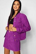 Boohoo Cord Purple Denim Jacket