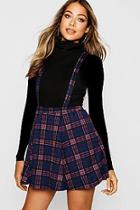 Boohoo Tartan Pinafore Skirt