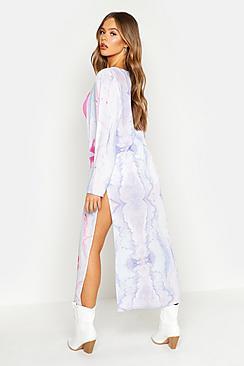Boohoo Woven Marble Print Split Side Kimono