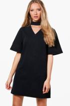 Boohoo Kayla Choker Style Denim Dress Black