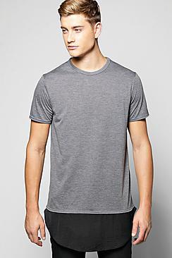 Boohoo Longline Marl T Shirt With Fishtail Hem