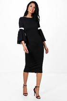 Boohoo Annabel Tie Sleeve Midi Dress